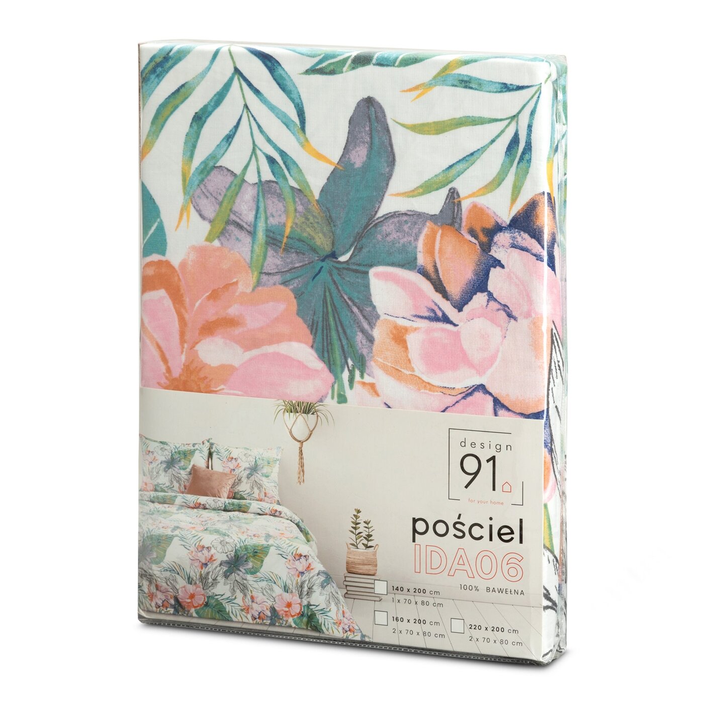Lenjerie de pat cu un motiv colorat de flori exotice multicolor IDA 05 Perdele de Poveste