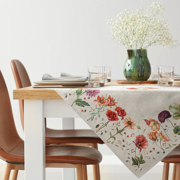 Față de masă cu tapiserie cu motiv floral, cenușă Perdele de Poveste