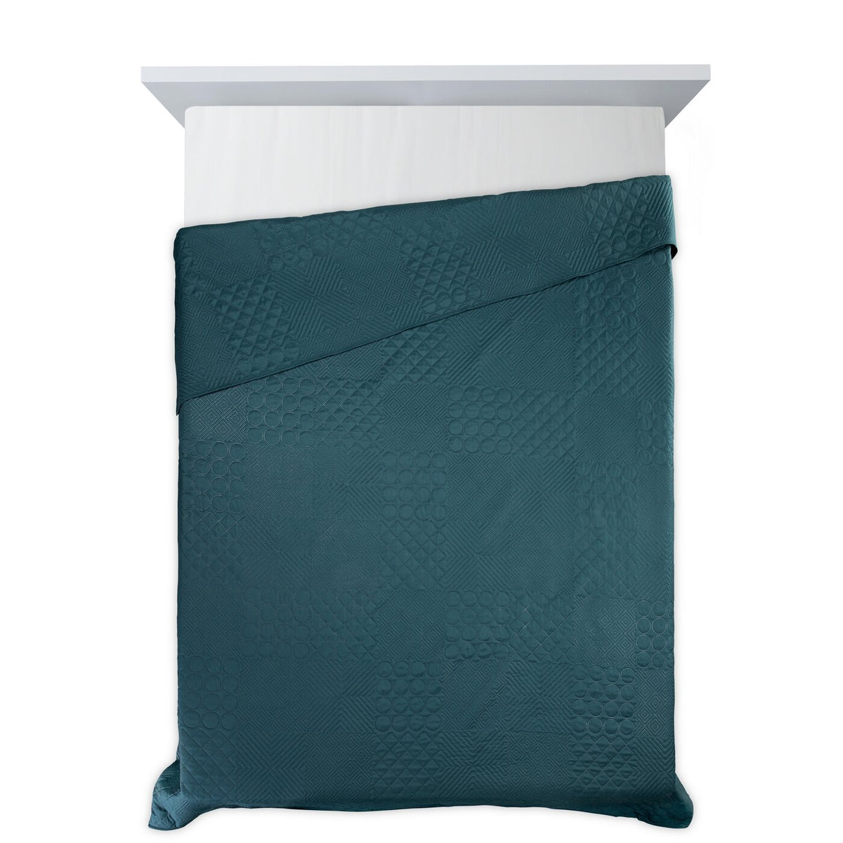 Cuvertură de Pat cu un motiv patchwork presat la cald turcoaz închis BONI Perdele de Poveste