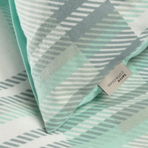 Lenjerie din flanel de bumbac in carouri menta TERRA COLLECTION AVINION Perdele de Poveste