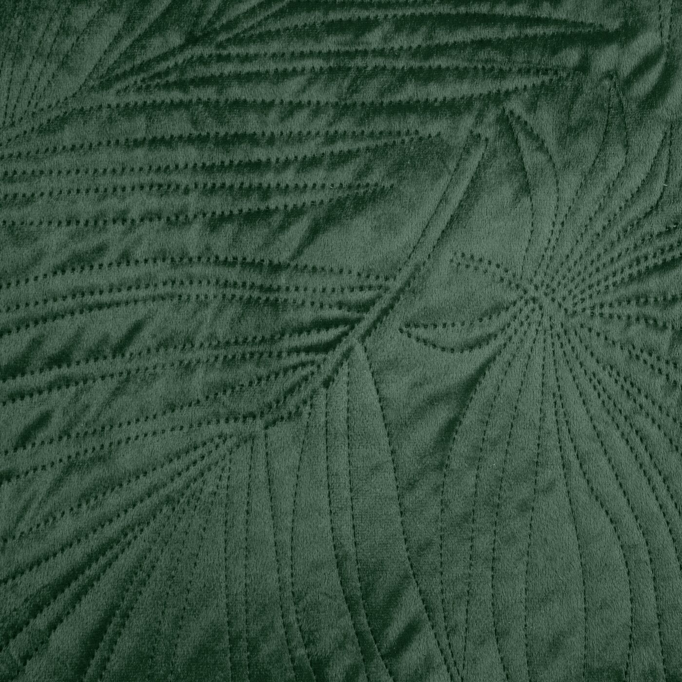 Cuvertură de Pat din catifea matlasată prin presare la cald cu model de frunze de palmier verde închis LUIZ Perdele de Poveste