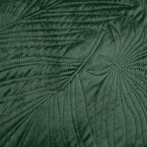 Cuvertură de Pat din catifea matlasată prin presare la cald cu model de frunze de palmier verde închis LUIZ Perdele de Poveste
