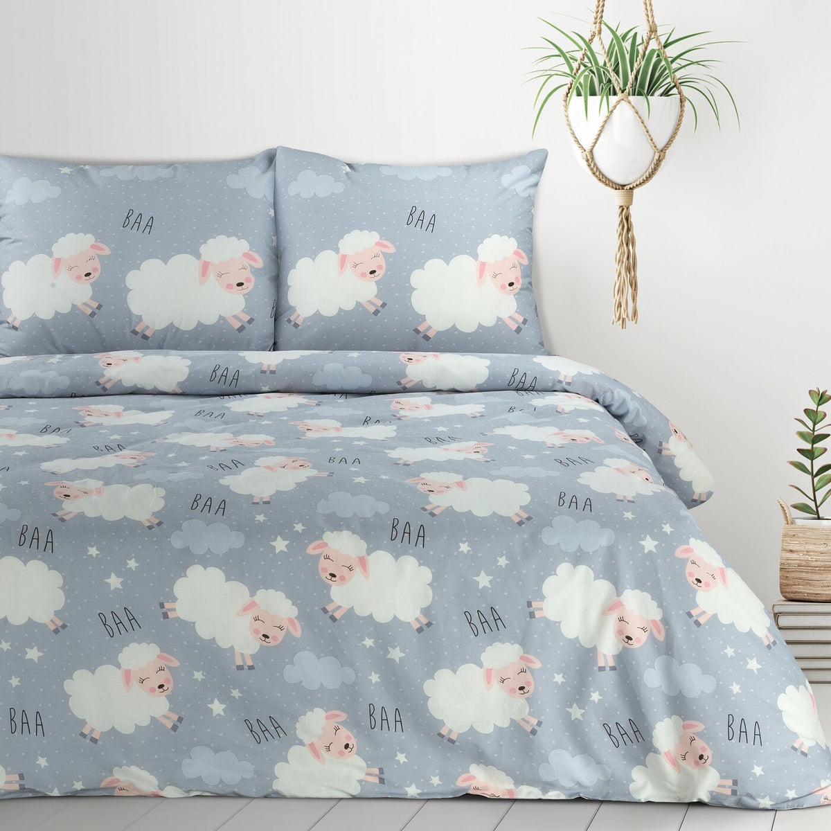 Set de pat pentru copii din bumbac cu motiv de miel multicolor KIDS 09 Perdele de Poveste