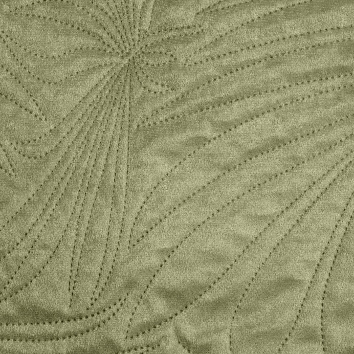 Cuvertură de Pat din catifea matlasată prin presare la cald cu model de frunze verde deschis LUIZ Perdele de Poveste