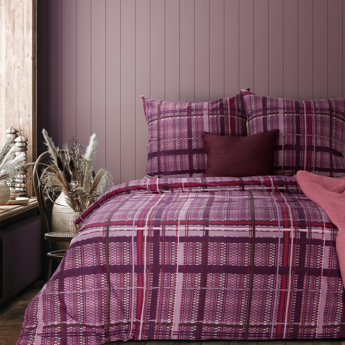 Lenjerie din flanel de bumbac violet TERRA COLLECTION AVINION 2 Perdele de Poveste