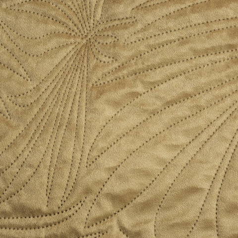 Cuvertură de Pat din catifea matlasată prin presare la cald cu model de frunze bej LUIZ Perdele de Poveste