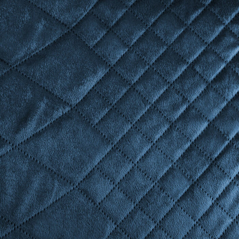 Cuvertură de pat din catifea, matlasată prin presare la cald în model geometric bleumarin LUIZ 3 Perdele de Poveste
