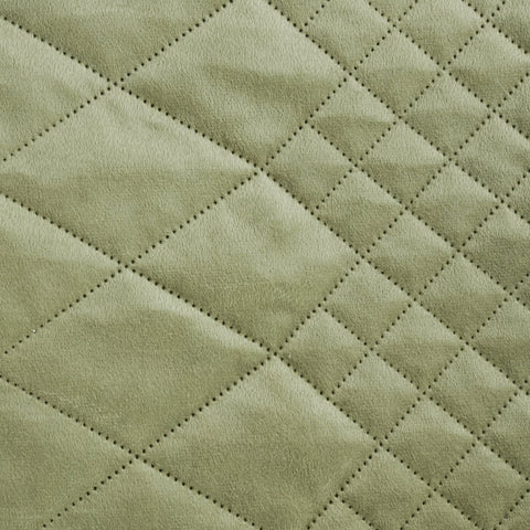 Cuvertură de Pat din catifea matlasată prin presare la cald model geometric verde deschis LUIZ 3 Perdele de Poveste
