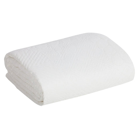 Cuvertură de Pat cu motiv patchwork presat la cald alb BONI Perdele de Poveste