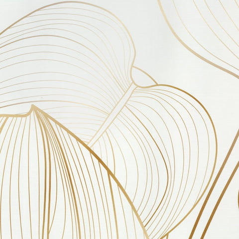 Lenjerie de Pat din bumbac macosatin care combină motive geometrice și botanice alb auriu Colecția Limitată BLANCA 6 Perdele de Poveste