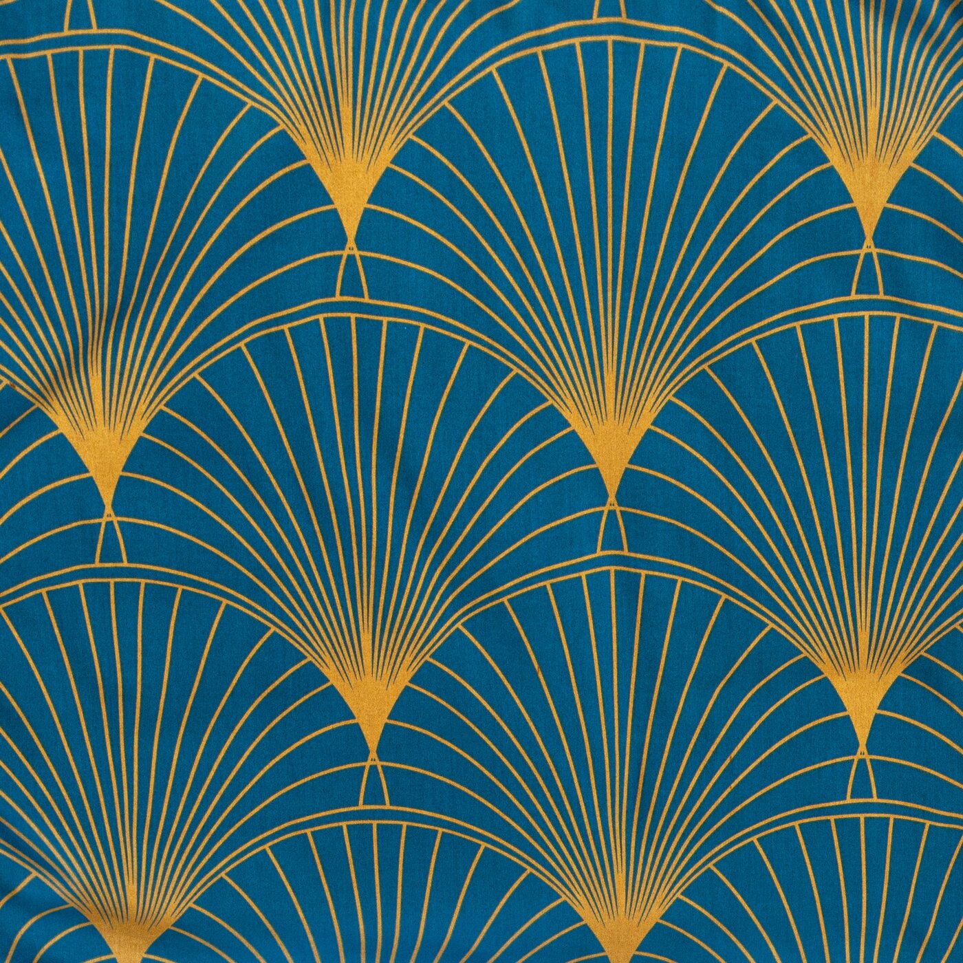 Lenjerie de pat din bumbac macosatin cu imprimeu evantai art deco bleumarin COLECȚIE LIMITĂ-LOTOS 1 Perdele de Poveste