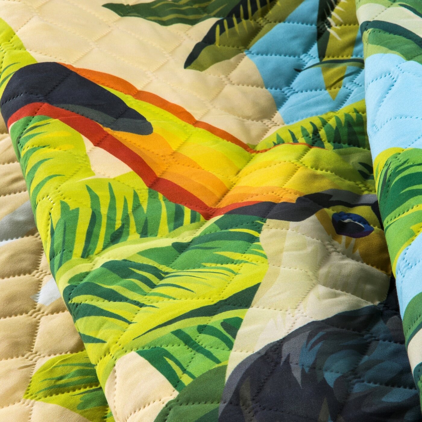 Cuvertură de Pat cu motiv tropical, matlasată la cald multicolor BIRDS Perdele de Poveste