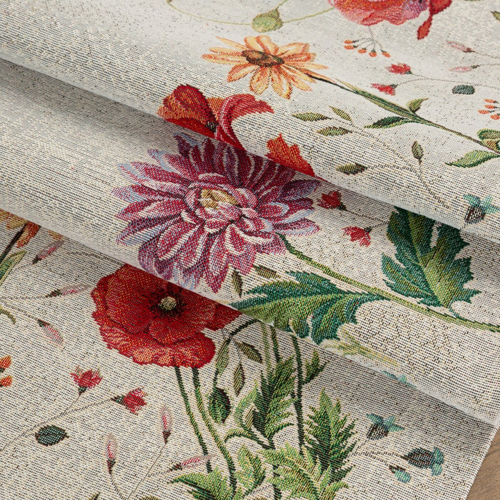 Față de masă cu tapiserie cu motiv floral, cenușă Perdele de Poveste