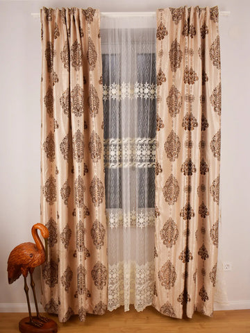 Set Perdea si Draperie Royal crem Flora Perdele de Poveste