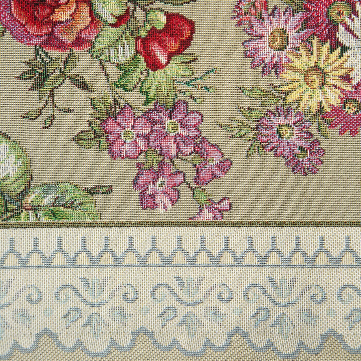 Față de masă cu tapiserie decorată cu motiv floral țesut, măsline , roz Perdele de Poveste