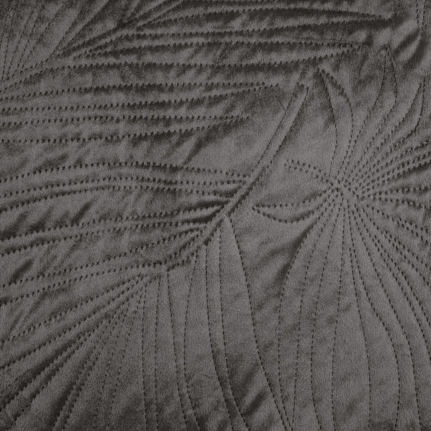 Cuvertură de Pat din catifea matlasată prin presare la cald cu model de frunze grafit LUIZ Perdele de Poveste