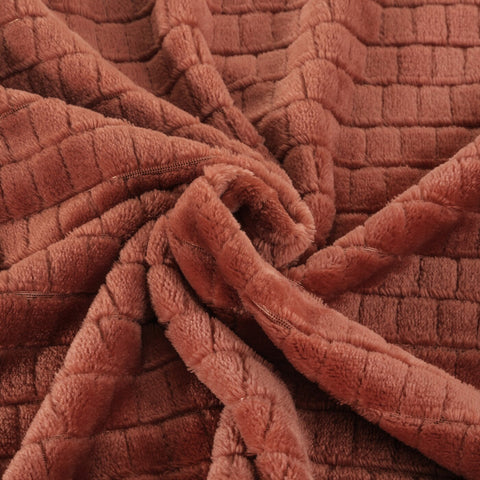 Pătură moale și plăcută la atingere, cu model cub în relief roșu cărămidă CINDY 2 Perdele de Poveste