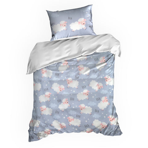 Set de pat pentru copii din bumbac cu motiv de miel multicolor KIDS 09 Perdele de Poveste