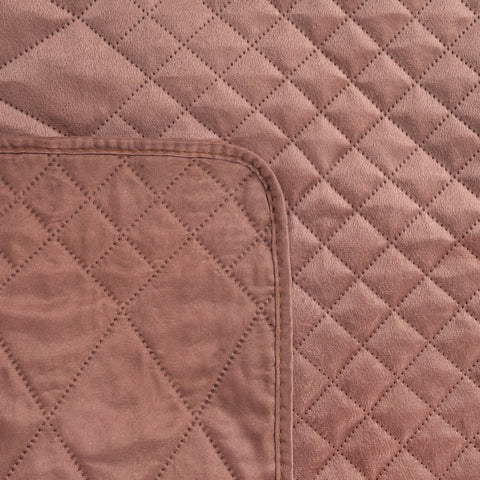 Cuvertură de Pat din catifea matlasată prin presare la cald model geometric roz LUIZ 3 Perdele de Poveste
