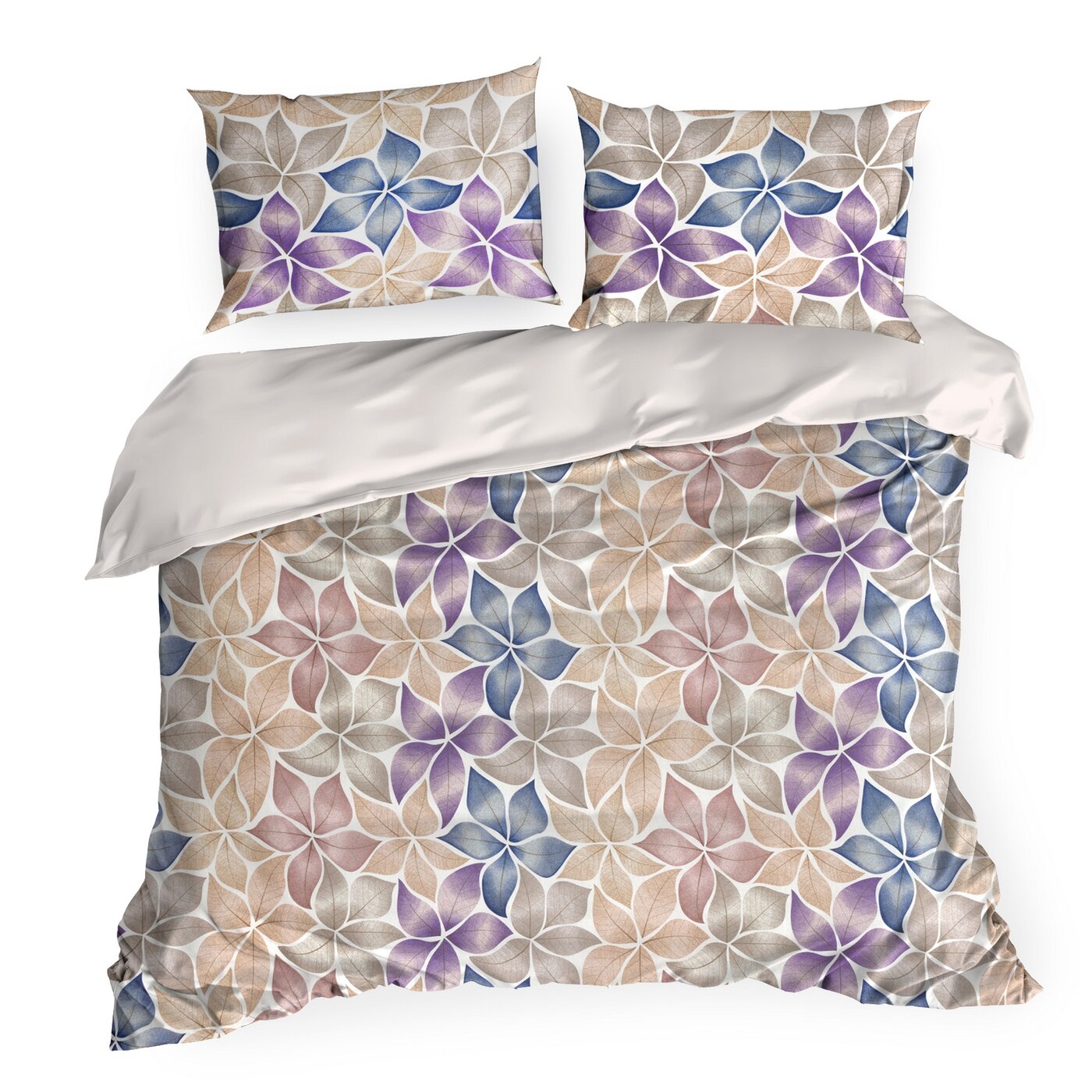 Lenjerie de pat cu un motiv colorat de flori simetrice multicolor IDA 05 Perdele de Poveste