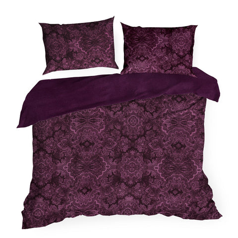 Lenjerie din bumbac macosatin cu model ornamental violet TERRA COLLECTION AVINION 5 Perdele de Poveste