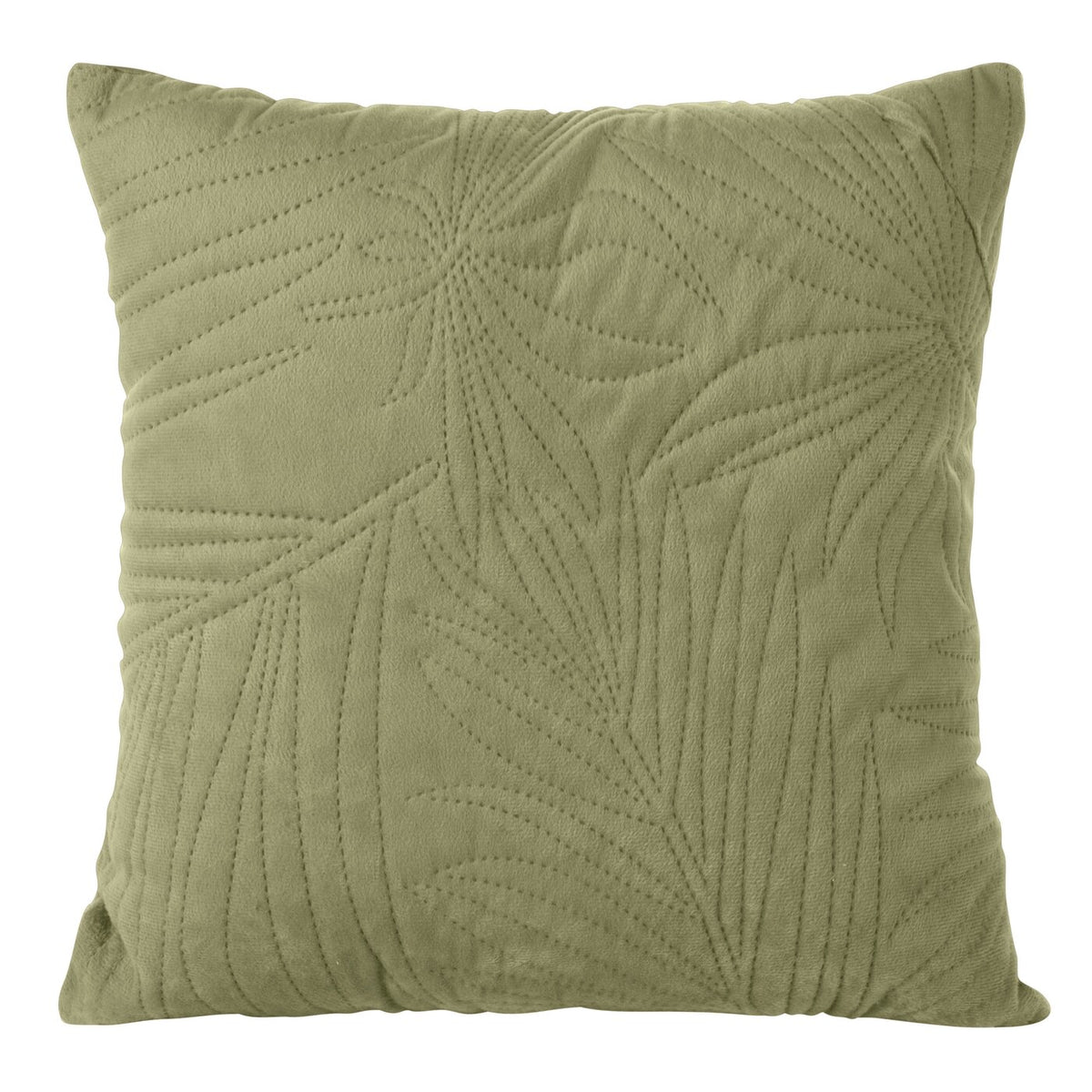 Față de Pernă din catifea LUIZ matlasata cu un model de frunze de palmier verde deschis Perdele de Poveste