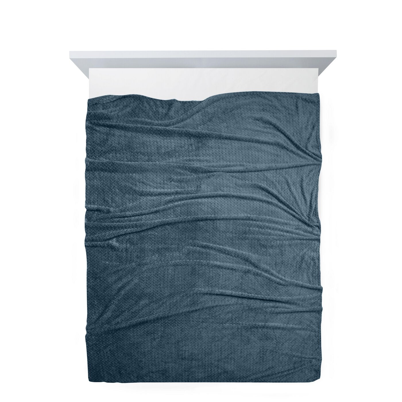 Pătură moale și plăcută la atingere, cu model în relief albastru CINDY 5 Perdele de Poveste