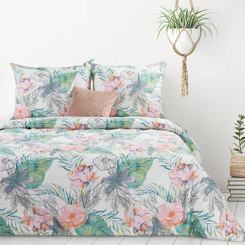 Lenjerie de pat cu un motiv colorat de flori exotice multicolor IDA 05 Perdele de Poveste