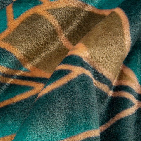 Pătură decorată cu un motiv botanic, turcoaz, maro LILI 1-COLECȚIE LIMITATĂ Perdele de Poveste