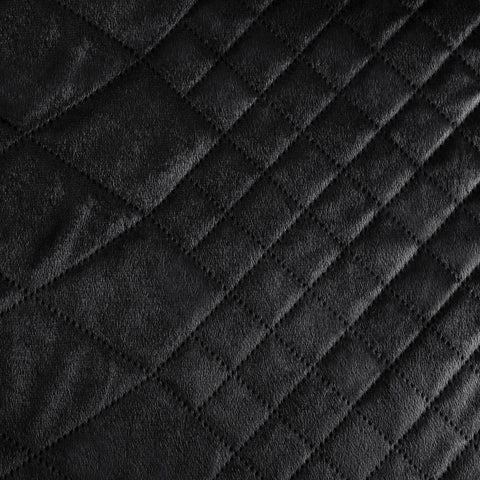 Cuvertură de pat din catifea, matlasată prin presare la cald în model geometric negru LUIZ 3 Perdele de Poveste
