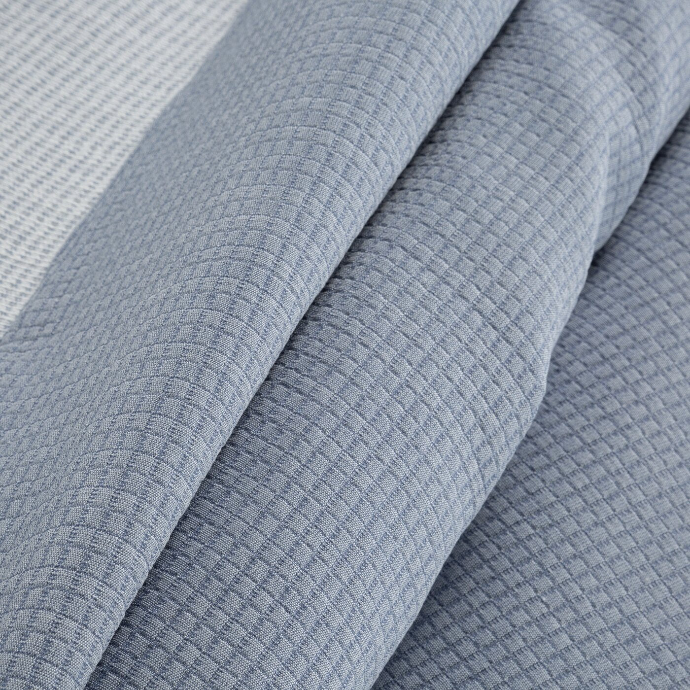 Cuvertură de Pat din bumbac cu model jacquard fin în carouri albastru deschis Colecția Terra PALERMO Perdele de Poveste
