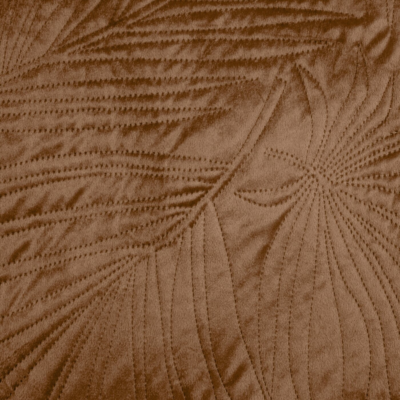 Cuvertură de pat din catifea, matlasată prin presare la cald cu model de frunze roșu cărămidă LUIZ Perdele de Poveste