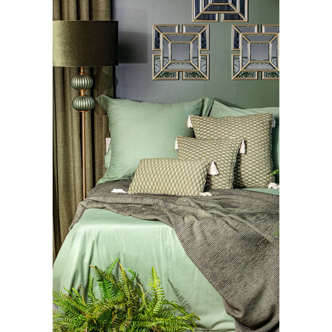 Lenjerie de pat din bumbac cu margine decorativă pe perne măsline COLECȚIA TERRA MONTE 1 Perdele de Poveste