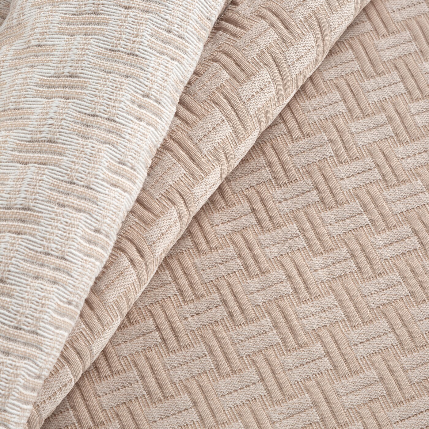 Cuvertură de Pat din bumbac cu model jacquard în relief bej Colecția Terra SEVILLE Perdele de Poveste