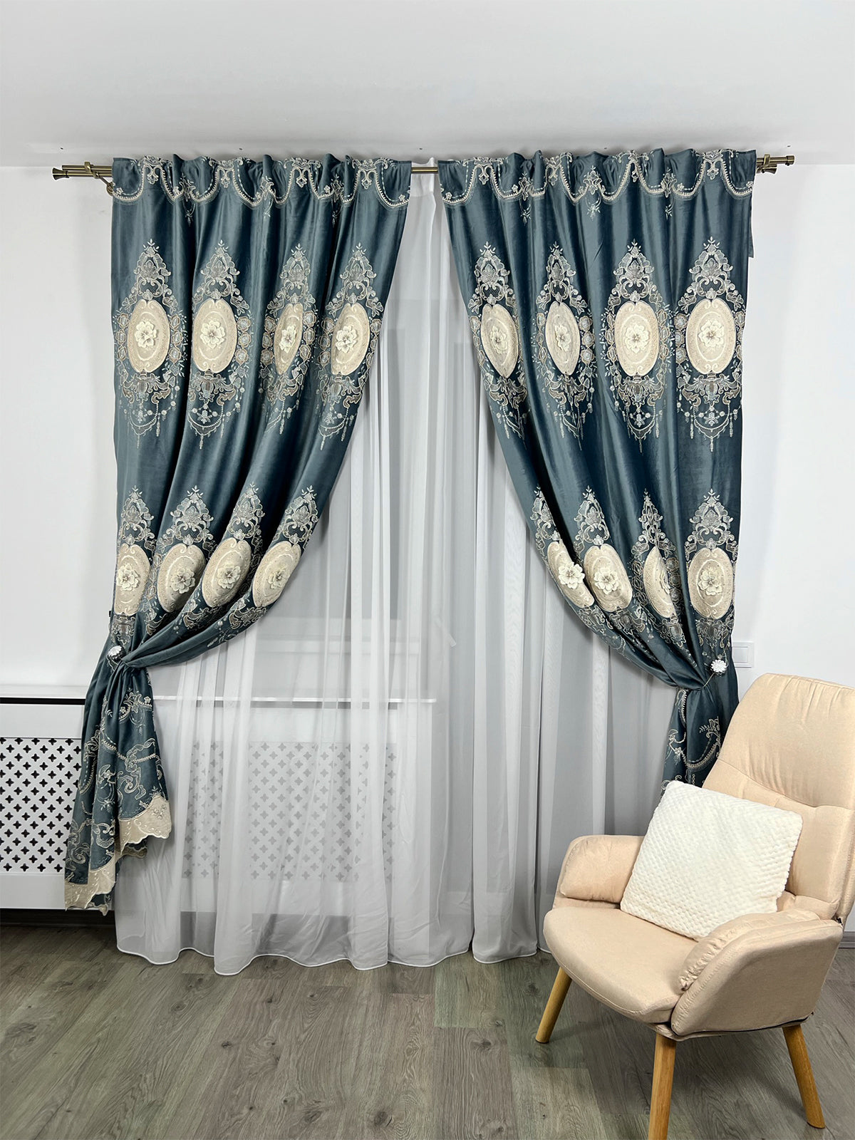 Set Perdea si Draperie Catifea Imperial Margareta Perdele de Poveste