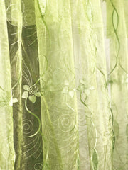 Perdea din voal nuanță verde și broderie verde cod 2041 Perdele de Poveste